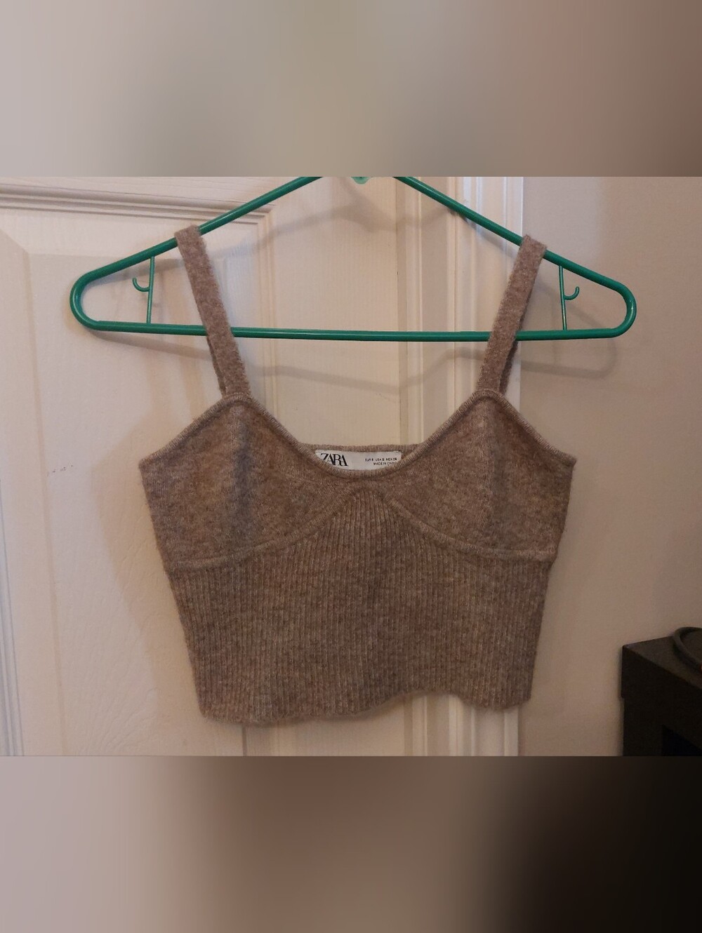 Zara Taupe Knit Cropped Tank
